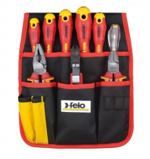 Felo Set of Ergonic dielectric screwdrivers with dielectric inserts, side cutters, a knife for removing insulation and a screwdriver with a network tester, 9 pcs 41399504