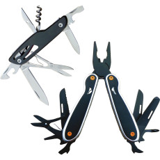 Мультитул ПРАКТИКА набор 2 шт, плоскогубцы 10 в1 + нож 8 в 1 складной, черные, в дисплее по 6 шт