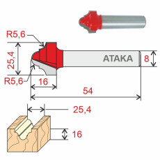 Ataka grooved shaped milling cutter D19/f12/H16