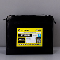 Lithium traction battery LITOMAX LiFePO4 12V 100Ah 1280Wh with Bluetooth + small monitor IP65
