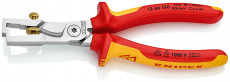KNIPEX StriX® stripper-cable cutter 2-in-1 for one/many/thin-skinned. VDE cable, cut: cable Ø 15 mm, stripping: Ø 5 mm, L-180 mm, chrome, 2-K handles