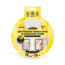 Double-sided adhesive tape for fixing Aviora mirrors, 19mm * 10m, 1200 microns, from -30 C to + 80 C, foam-based, white