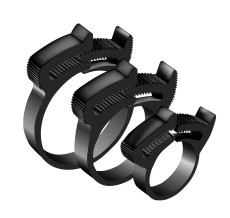 Plastic power clamp Ø20-16 (PA66) for connection. ale. round shapes (Clip-Track, Clip-Track), comes in a pack of 50 pcs.