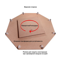 Поворотное подстолье для стола или напольной платформы d 90-130 см с защитными опорными роликами, с быстрой центровкой