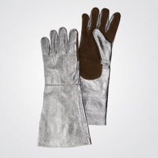 Gloves with steelworker's gaiters, aluminized