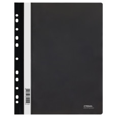 The folder is a plastic folder. perf. STAMM A4, 180mkm, black with an open top