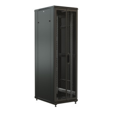 WRline WR-TT-2766-DD-RAL9004 Floor cabinet 19-inch, 27U, 1388x600x600mm (HxWxD), front and rear hinged perforated doors (75%), color black (RAL 9004) (disassembled)