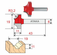 Ataka grooved shaped milling cutter D19/f8/H11