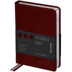 Ежедневник недатированный, А6, 160 л., кожзам, Berlingo "Silver Pristine", серебр. срез, коричневый