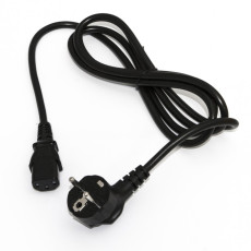 PWC-IEC13-SHM-1.8-BK Кабель питания компьютера (Schuko+C13) (3x0.75), 10A, угловая вилка, 1.8м, цвет черный (ПВС-АП-3*0,75-250-S22C13-10-1,8 ГОСТ 28244-96)