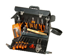 A set of tools for an electrician in a leather bag, 34 pcs.