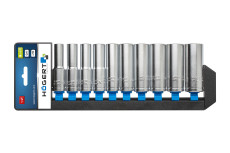 Set of deep hexagon heads 76 mm, 1/2