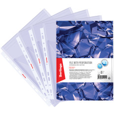 Папка-вкладыш с перфорацией на кнопке Berlingo, А4, ПВХ, 180 мкм, глянцевая, расширяющаяся до 250 л.