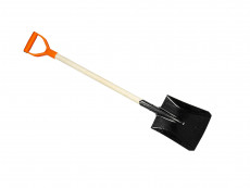 Shovel shovel (American) on a wooden handle and plastic handle