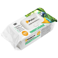 Салфетки влажные универсальные с клапаном Paterra, 14 x 19 см, 100 шт.