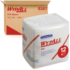 WypAll® X70 Cleaning Material - Folded in 1/4 / White (12 packs x 76 sheets)