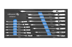 Набор рожково-накидных ключей с трещоткой и шарниром 14шт. HT1R048-HT1R061 HOEGERT