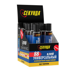 Universal 88 glue SECOND, EXTRA STRONG. DRAIN., 30ml, show box 10 pcs./60 pcs.