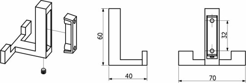 Hook meb. two-horn metal LEGGO polished titanium AKS