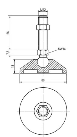 Опора шарнирная дисковая M12x66 до 785 кг A00021.1108012066