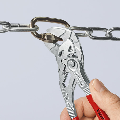 Adjustable pliers - wrench, 40 mm (1 1/2"), L-180 mm, chrome, 1-K handles, holder