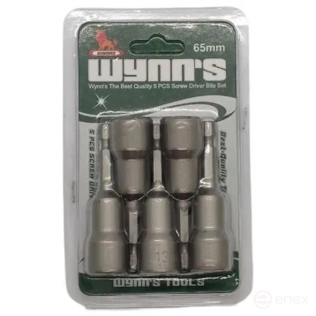 Бита с торцевой головкой магнитная 1/4" SW 12х65 мм (5шт) Wynn