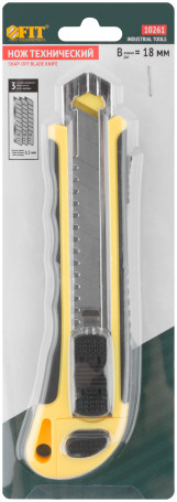 Нож технический 18 мм усиленный прорезиненный, кассета 3 лезвия, автозамена лезвия