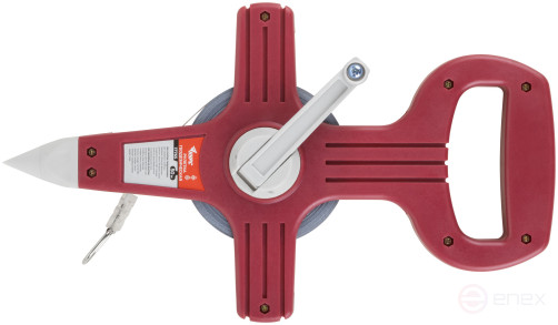 Рулетка геодезическая, стальная лента, красный открытый пластиковый корпус 50 м