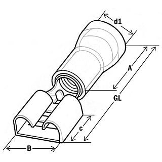 Гильза плоская штепсельная, изолированная 4-6/6,3x0,8, поликарбонат (упак.100шт)