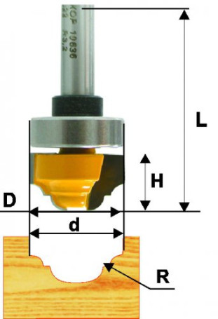 Фреза пазовая фасонная ф35х16мм R5,5мм хв 12мм