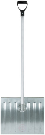 Sidewalk steel snow shovel, curved aluminum handle 428x375x1300 mm