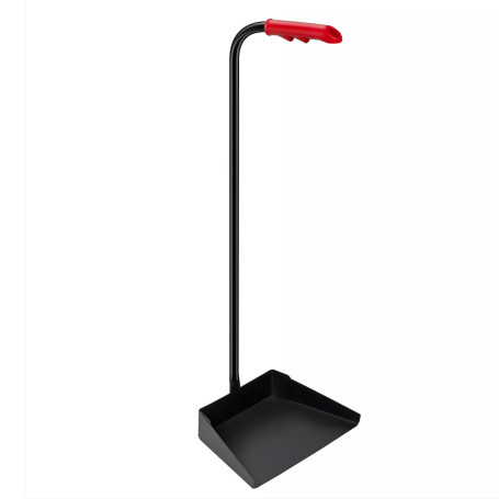 Совок хозяйственный металический "Стальнофф" с длинной вертикальной изогнутой ручкой c пластиковой рукояткой H= 700 ммтолщина металла 1 мм 275*195*190 мм