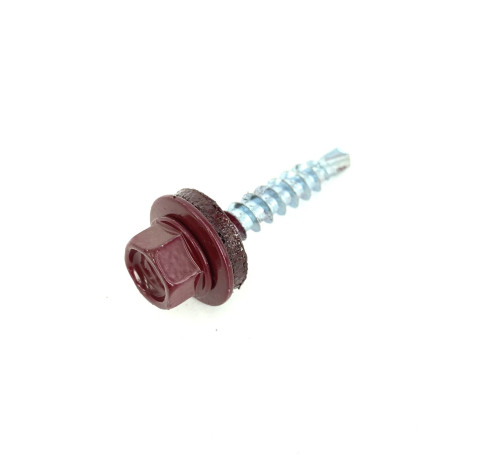 Roofing self-tapping screw 4,8x28 RAL 3005 (red wine) (300 pcs.), GOSKREP-b.pl.kont. 1150 ml