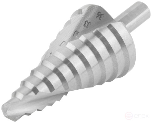 HSS step drill for metal, spiral profile, 10 steps, 9-36 mm