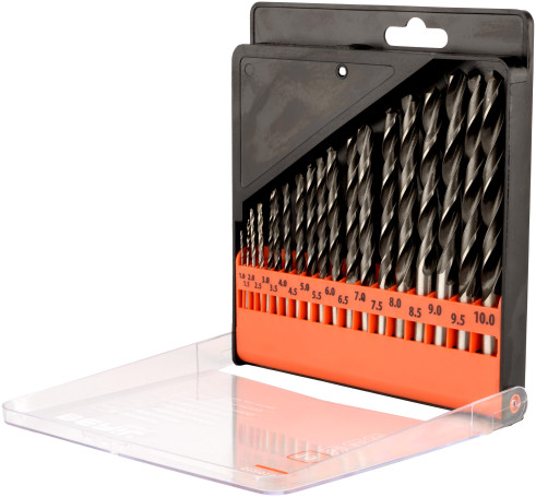 A set of drills for metal 1.0-10mm (19 pcs.plastic case) BERIL