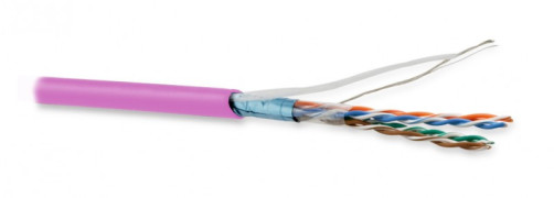 FUTP4-C5E-P26-IN-LSZH-PK-305 (305 m) Twisted pair cable, shielded F/UTP, category 5e, 4 pairs (26 AWG), stranded (patch), foil shield, LSZH, NG(A)-HF, -20°C – +75°C, pink