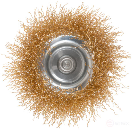 Щетка для дрели, тип "Чашка", латун. витая проволока 0,3 мм, 75 мм, блистер, CUTOP Profi