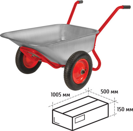Two-wheeled construction wheelbarrow, PU wheels, 110 l, load capacity 260 kg, Pro