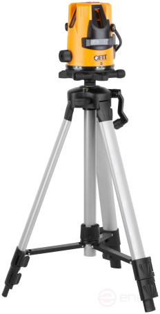 Уровень лазерный самоуспокаивающийся, зеленые лучи, горизонталь + 4 вертикали, диапазон 20 м, Li-Ion аккум., 2 уровня яркости, тренога, алюминиевый ке