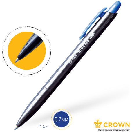 Automatic ballpoint pen Crown "Grand Ball" blue, 0.7mm, barcode