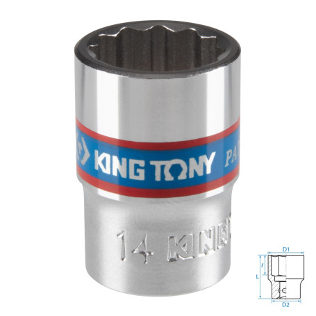 Головка торцевая стандартная двенадцатигранная 3/8", 14 мм KING TONY 333014M