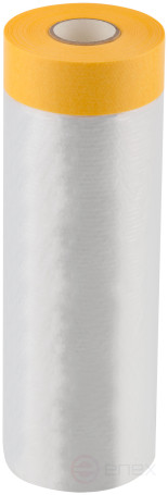 Clever Cover: укрывная пленка с золотистой малярной лентой, статически заряжена, 7 мкр., 270 см х 17 м