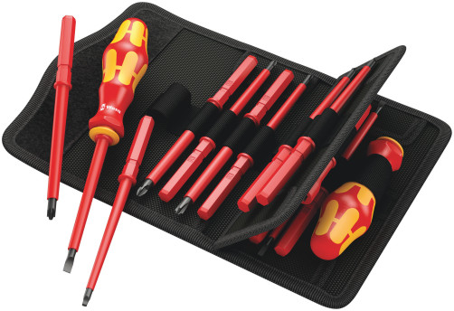 Kraftform Kompakt VDE 18 Imperial 1 Set of replaceable dielectric screwdrivers with handle holder, 18 items