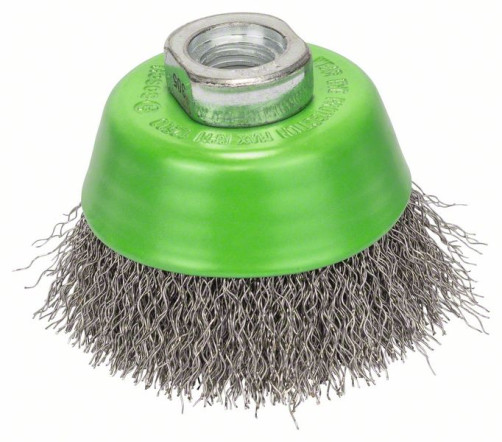 Cup brush with stainless steel wavy wire, 65 mm 65 mm, 0.3mm, M14