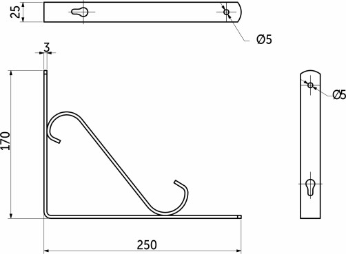 Shelf holder meth. SONATA 250*170*25*3 , black AKS