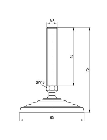 Регулируемая опора M14x100 до 50 кг (под крепёж) Алтервиа A00022.1110014100