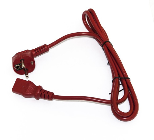 PWC-IEC13-SHM-1.8-RD Computer power cable (Schuko+C13) (3x0.75), 10A, corner plug, 1.8m, color red (PVS-AP-3*0,75-250- S22C13-10-1.8 GOST 28244-96)