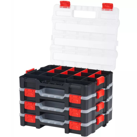 Plastic organizer with a DUEL handle, stackable, changeable 17 compartments, PX.01