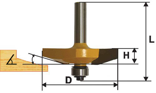 Horizontal figureline milling cutter F89X19 mm, shank 12 mm, art. 46571