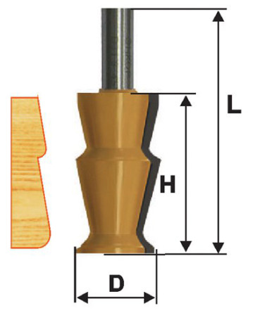 Edge shaped milling cutter F31,8X57,2 mm, shank 12 mm, art. 46423